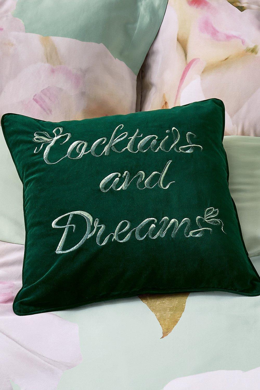 'Cocktails & Dreams' Cotton Velvet Cushion
